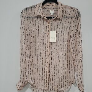 Sheer Beige Patterned Men's Shirt